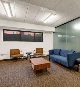 the lobby and the fitness room